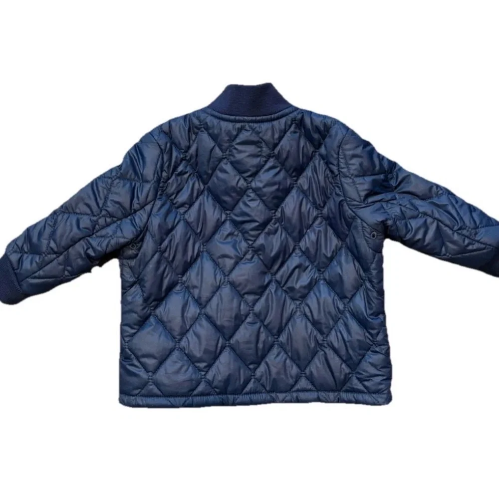 Polo Ralph Lauren Navy Blue Quilted Jacket Red Pony Logo Baby Child Size 9 Mo